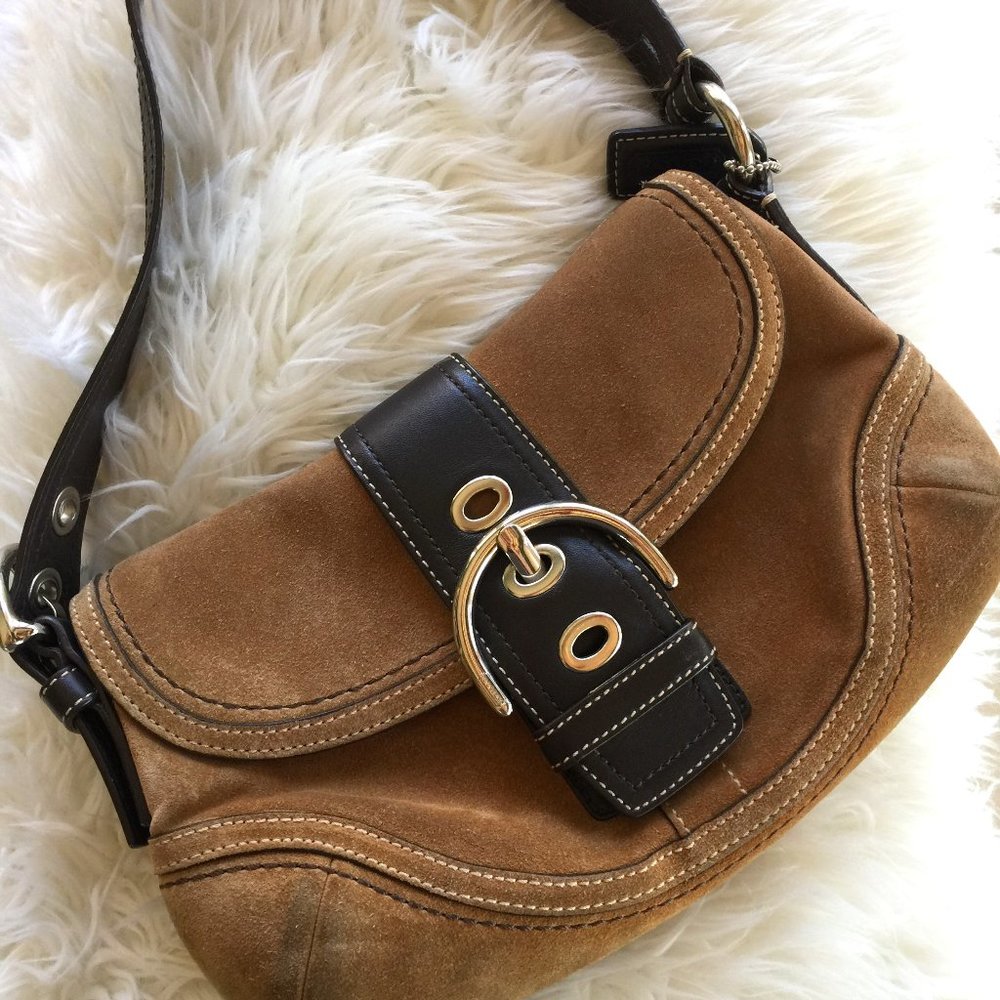 Vintage! Suede Leather Coach Shoulder Purse!